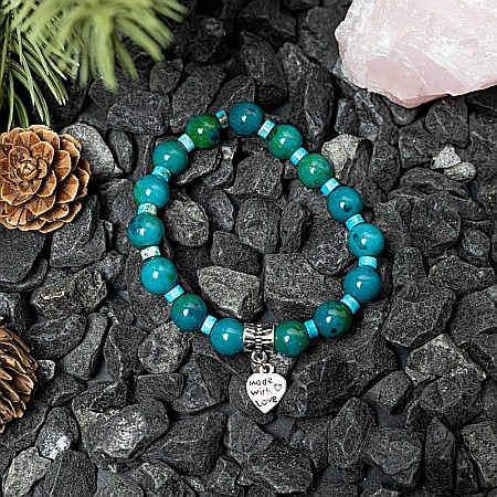 Clarissa, bratara handmade femei din pietre semipretioase Pheonix Stone cu charm inimioara Made with Love [4]