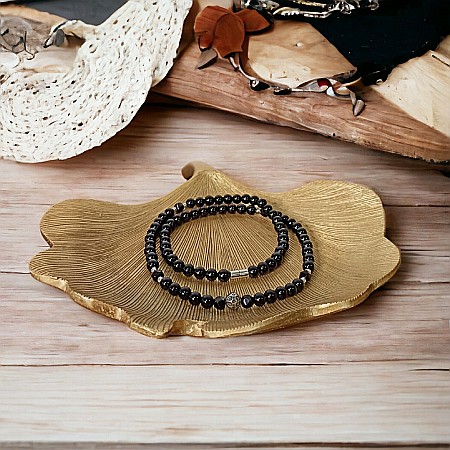 Colier barbati Alfred din margele de onix si accesorii din inox cu inchidere magnetica [3]