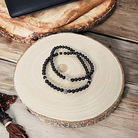 Colier barbati Alfred din margele de onix si accesorii din inox cu inchidere magnetica [6]