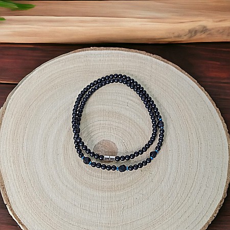 Colier barbati Eran din margele de Onix mat si hematit cu inchidere magnetica [5]