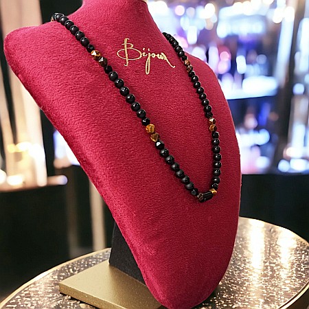 Colier barbati Yuri din margele de agat, ochi de tigru si Turmalina cu inchidere magnetica [2]