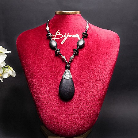 Colier Boho Negru, choker piatra naturala vopsita Naira [1]