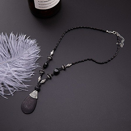 Colier Boho Negru, choker piatra naturala vopsita Naira [2]