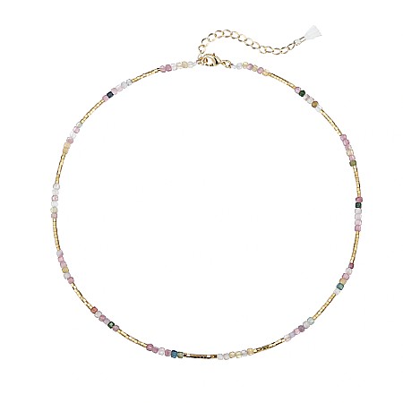 Colier Boho Turmalina curcubeu multicolora Adelin, placat cu aur [2]