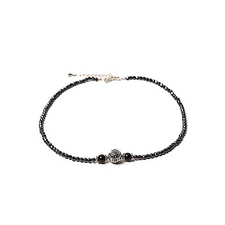 Colier Choker Asha din pietre naturale de Hematit Magnetic cu Titan, inchidere si accesorii din argint [12]