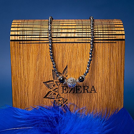 Colier Choker Asha din pietre naturale de Hematit Magnetic cu Titan, inchidere si accesorii din argint [7]