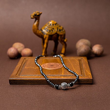 Colier Choker Asha din pietre naturale de Hematit Magnetic cu Titan, inchidere si accesorii din argint [3]