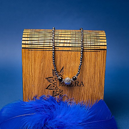 Colier Choker Asha din pietre naturale de Hematit Magnetic cu Titan, inchidere si accesorii din argint [8]