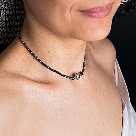 Colier Choker Asha din pietre naturale de Hematit Magnetic cu Titan, inchidere si accesorii din argint [1]