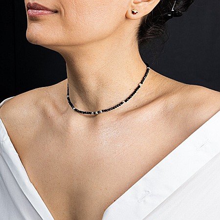 Colier choker Blake din pietre semipretioase de Spinel negre, cu accesorii si sistem de inchidere din argint 925 [1]