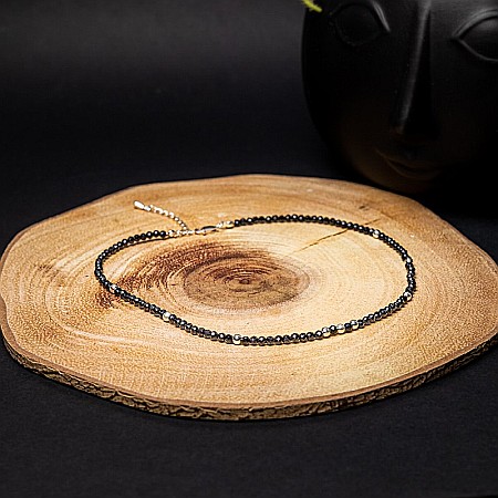 Colier choker Blake din pietre semipretioase de Spinel negre, cu accesorii si sistem de inchidere din argint 925 [2]