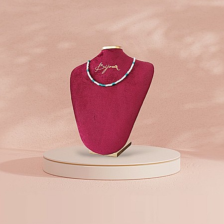 Colier choker Casandra din margele Mother of Pearls si Turcoaz Reconstituit, cu inchidere din argint [6]