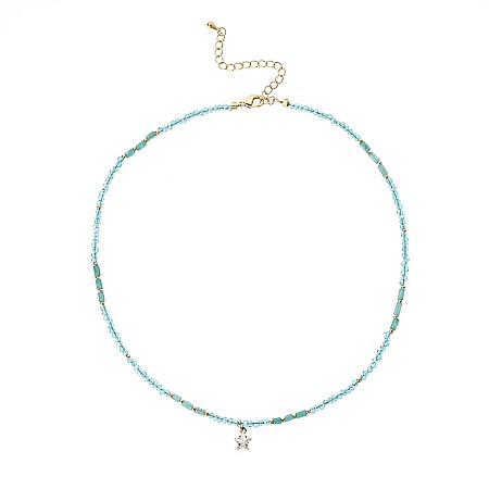 Colier choker din cristale de apatit Colin, cu charm stea din zircon, cupru placat cu aur [9]