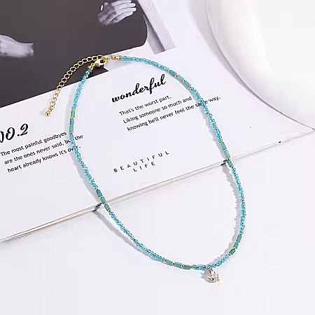 Colier choker din cristale de apatit Colin, cu charm stea din zircon, cupru placat cu aur [3]