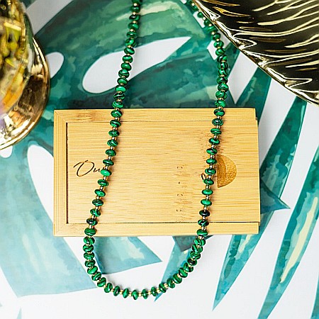 Colier choker din Malachit sintetic, Kamia cu inchizatoare din cupru, placat cu aur de 18K [6]