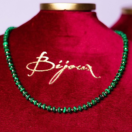 Colier choker din Malachit sintetic, Kamia cu inchizatoare din cupru, placat cu aur de 18K [2]