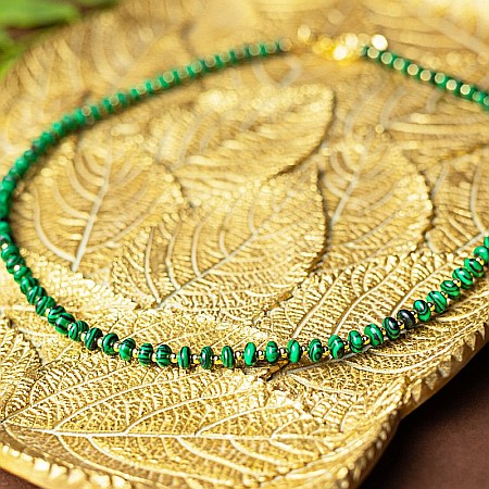 Colier choker din Malachit sintetic, Kamia cu inchizatoare din cupru, placat cu aur de 18K [1]