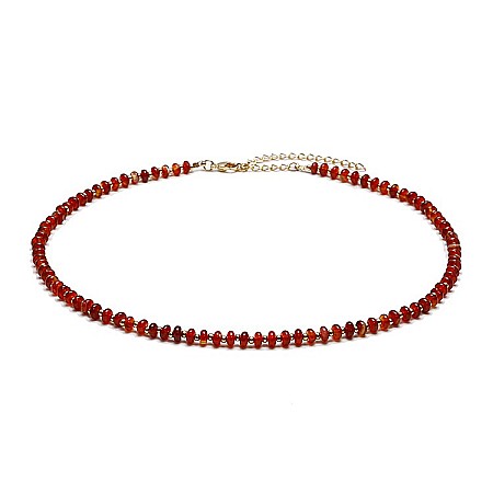 Colier choker din pietre semipretioase Carneol (eng.Carnelian), Kamia cu inchizatoare din cupru, placat cu aur de 18K [6]