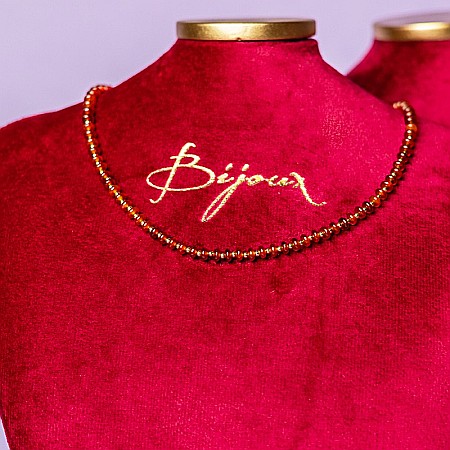 Colier choker din pietre semipretioase Carneol (eng.Carnelian), Kamia cu inchizatoare din cupru, placat cu aur de 18K [4]