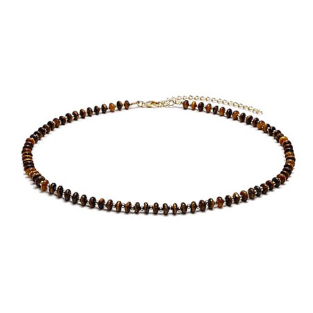 Colier choker din pietre semipretioase Ochi de Tigru, Kamia, placat cu aur 18K [4]