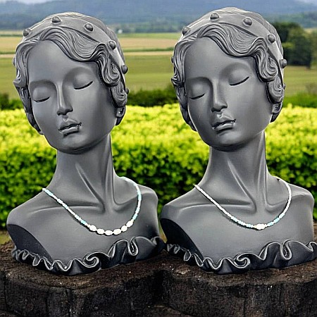 Colier choker elegant Isra din argint placat cu aur, cristale de Amazonit, Perla si Miyuki [6]