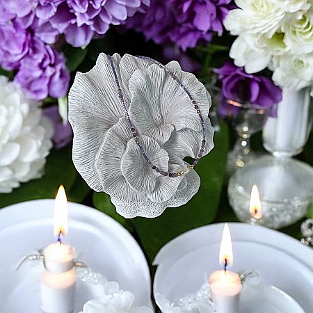 Colier choker Elina din margele Miyuki mov cu cristale de Ametist si argint placat cu aur 925 [4]