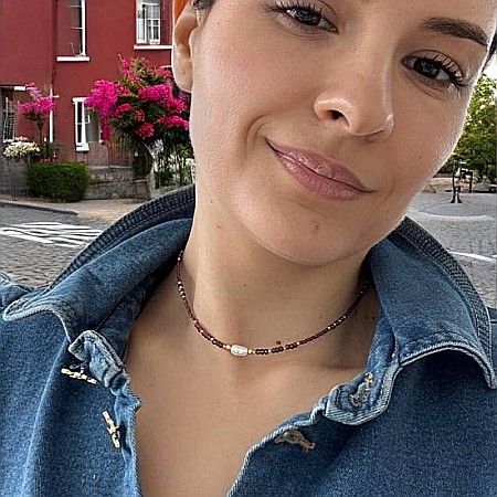 Colier Choker Elina handmade din margele miyuki rosii cu Granat si argint placat cu aur 925 [3]