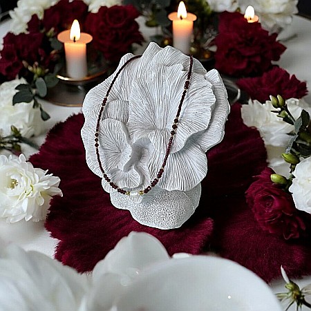 Colier Choker Elina handmade din margele miyuki rosii cu Granat si argint placat cu aur 925 [4]