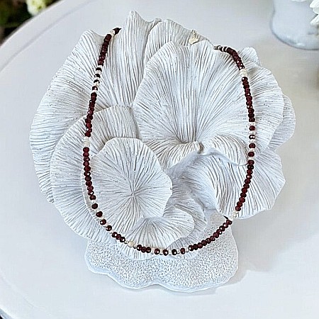 Colier choker Ella din cristale de Granat si Perle de Cultura cu argint 925 [3]