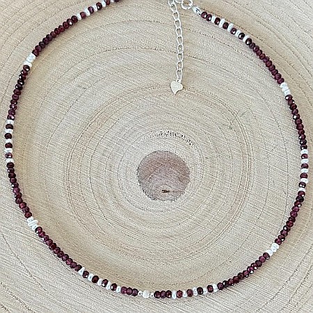 Colier choker Ella din cristale de Granat si Perle de Cultura cu argint 925 [2]