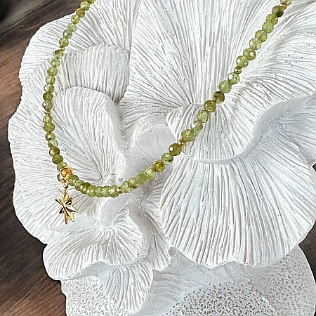 Colier choker femei Coronis din cristale de Peridot si argint placat cu aur [4]