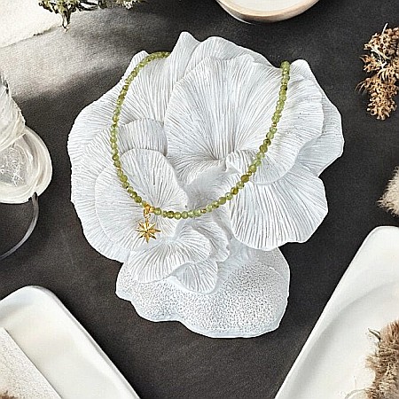 Colier choker femei Coronis din cristale de Peridot si argint placat cu aur [2]