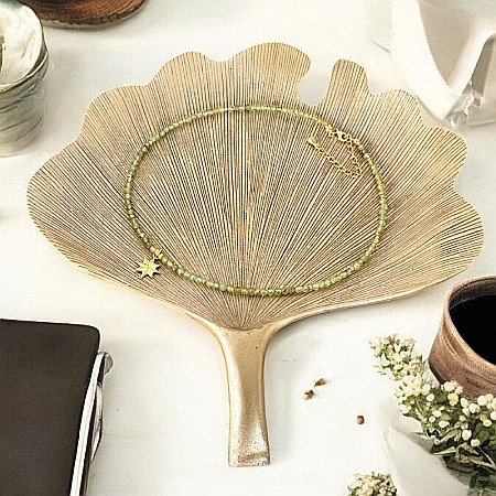 Colier choker femei Coronis din cristale de Peridot si argint placat cu aur [5]