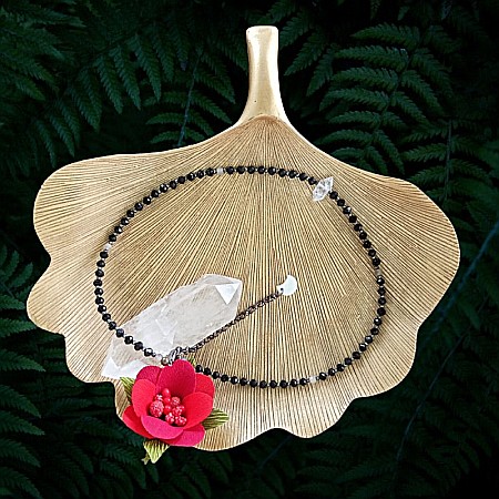 Colier Choker Hrida cu pietre semipretioase de Onix, Labradorit si diamant Herkimer [12]