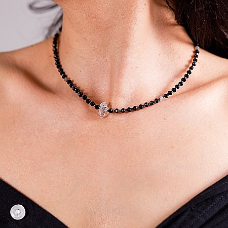 Colier Choker Hrida cu pietre semipretioase de Onix, Labradorit si diamant Herkimer [17]