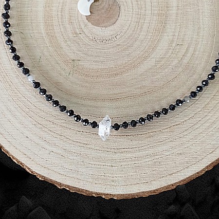 Colier Choker Hrida cu pietre semipretioase de Onix, Labradorit si diamant Herkimer [10]