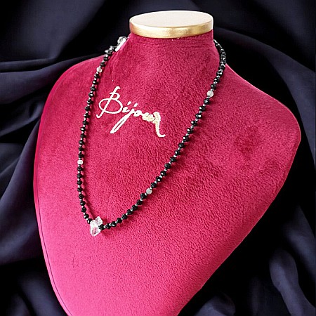 Colier Choker Hrida cu pietre semipretioase de Onix, Labradorit si diamant Herkimer [3]