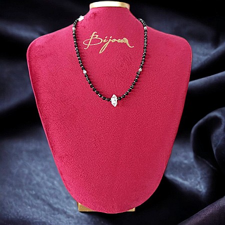 Colier Choker Hrida cu pietre semipretioase de Onix, Labradorit si diamant Herkimer [2]