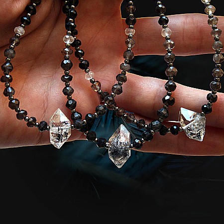 Colier Choker Hrida cu pietre semipretioase de Onix, Labradorit si diamant Herkimer [7]