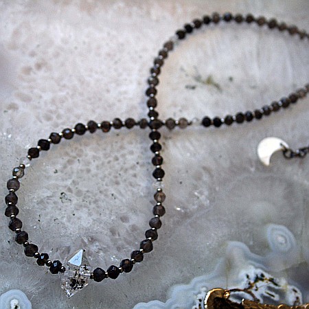 Colier Choker Hrida cu pietre semipretioase de Onix, Labradorit si diamant Herkimer [13]