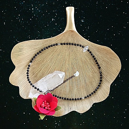 Colier Choker Hrida cu pietre semipretioase de Onix, Labradorit si diamant Herkimer [4]