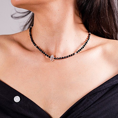 Colier Choker Hrida cu pietre semipretioase de Onix, Labradorit si diamant Herkimer [18]