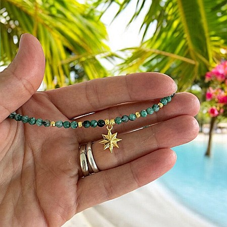 Colier choker Labradorit Celia cu accesorii din argint placat cu aur [2]