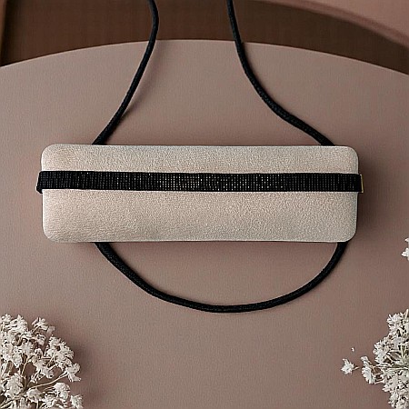 Colier choker lat elegant handmade Elian din margele Miyuki negru cu maro metalizat [9]