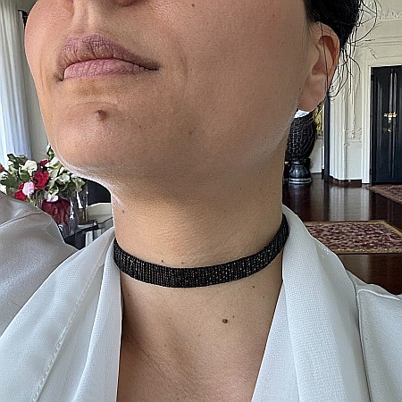 Lanturi / Coliere - Colier choker lat elegant handmade Elian din margele Miyuki negru cu maro metalizat