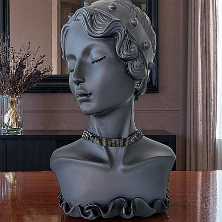 Colier choker lat elegant handmade Elian din margele Miyuki negru cu maro metalizat [2]