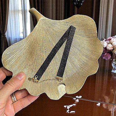 Colier choker lat elegant handmade Elian din margele Miyuki negru cu maro metalizat [4]