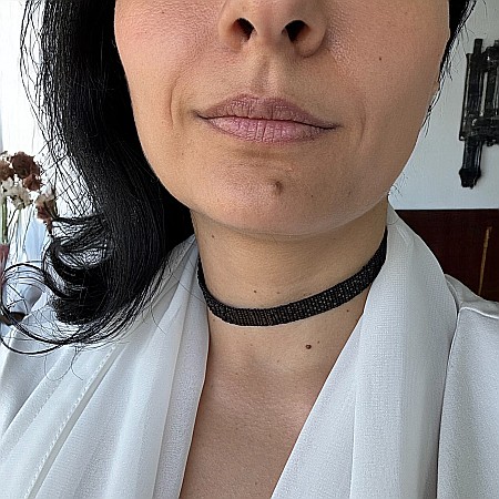 Colier choker lat elegant handmade Elian din margele Miyuki negru cu maro metalizat [7]