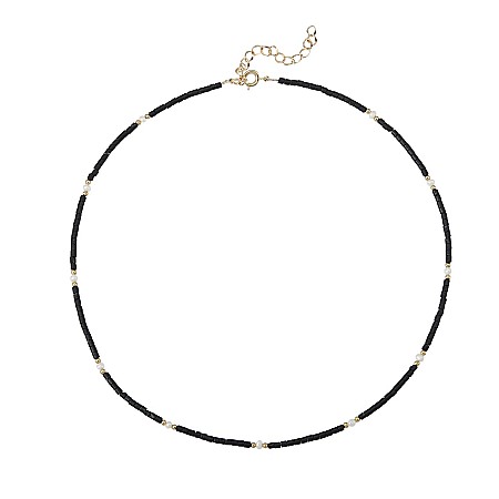 Colier Choker Lenny din cristale de Agat Negru si Perle Naturale, placat cu aur [2]