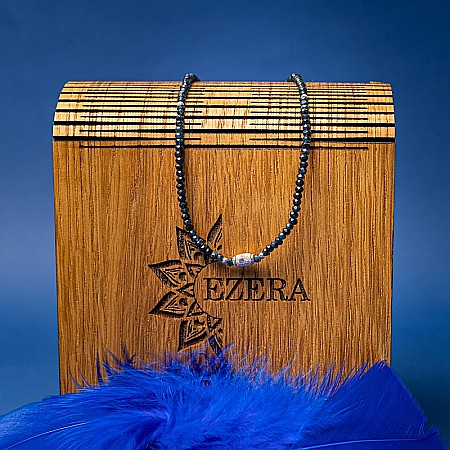 Colier Choker Mihit din pietre naturale de Jad Bleumarin cu accesorii si sistem de inchidere din argint 925 [1]